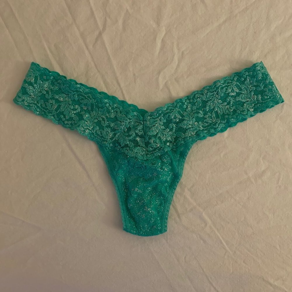 New Green Metallic Hanky Panky Thong One Size